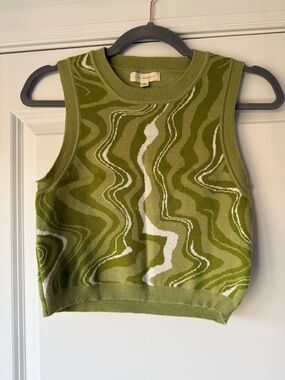 L.A. Hearts Women’s Green and White Sweater Vest, Small